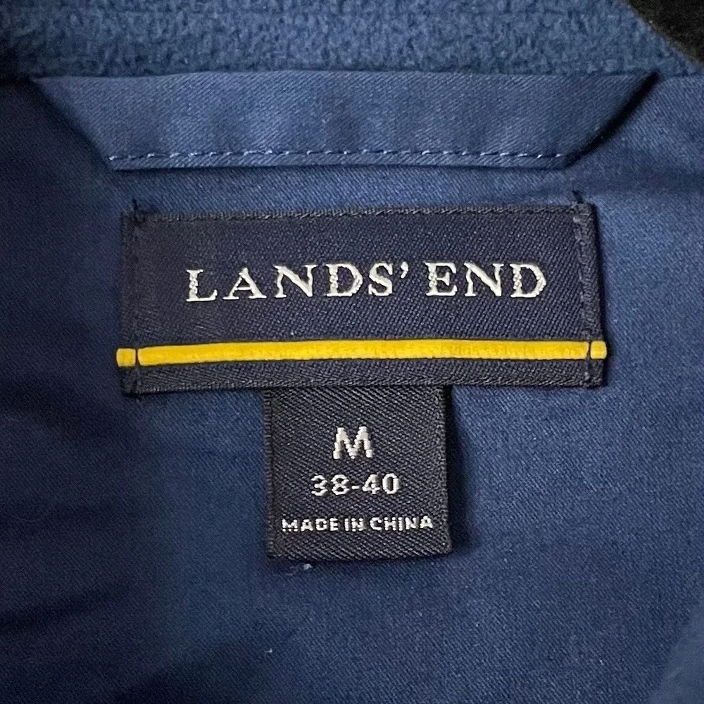 Lands End Shirt Jacket Mens Medium Blue Fleece Button Up Long Sleeve Shacket‎